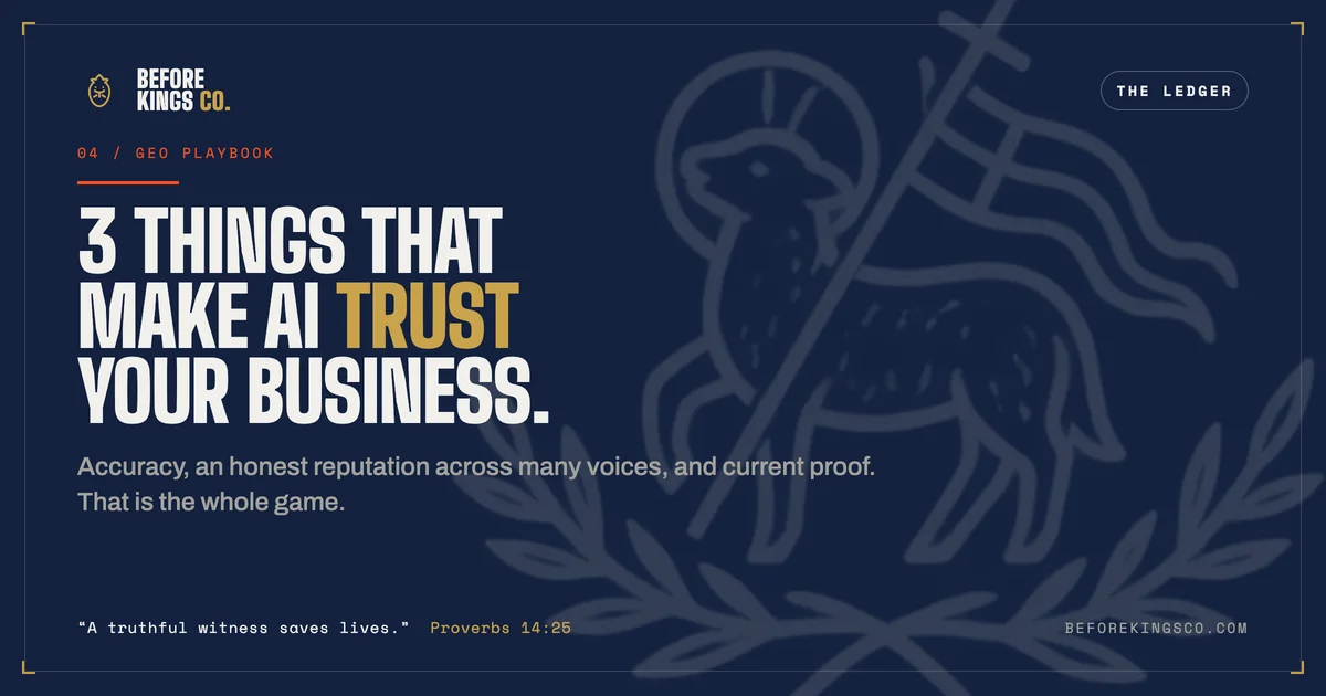 Before Kings Co blog cover: 3 things that make AI assistants trust and recommend your business