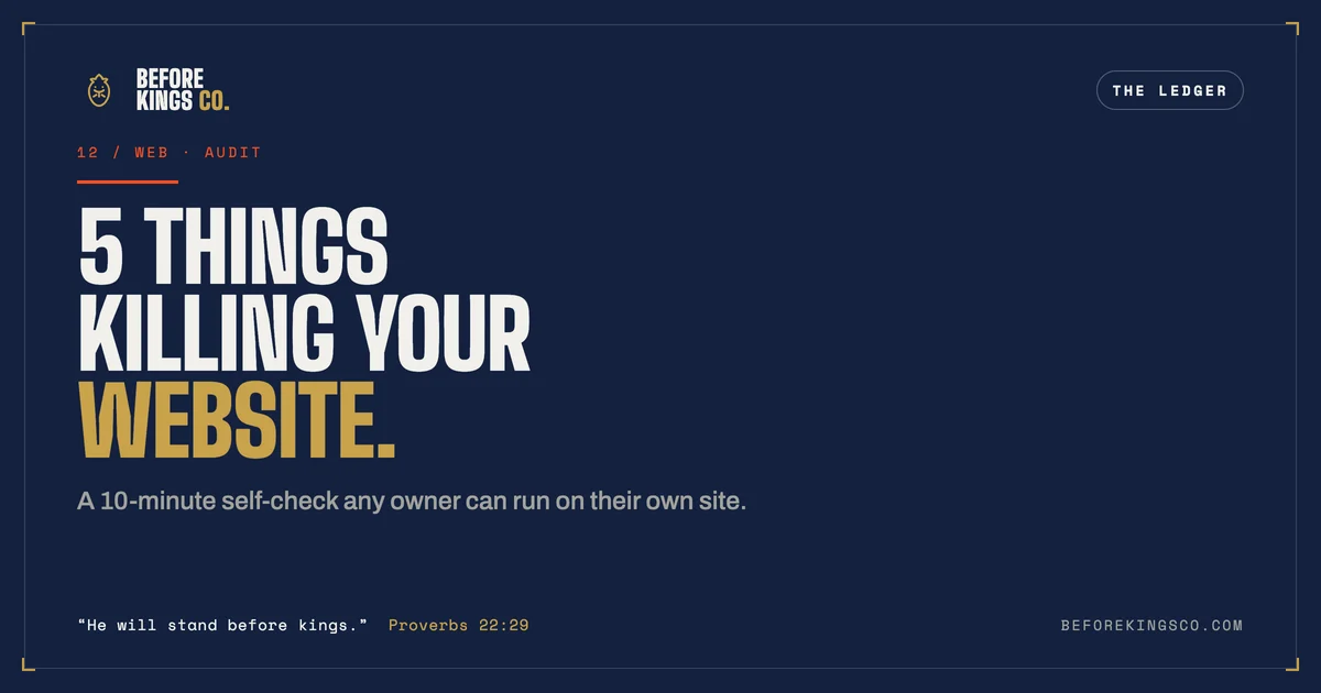 Before Kings Co: 5 things killing your small business website, a 10-minute check