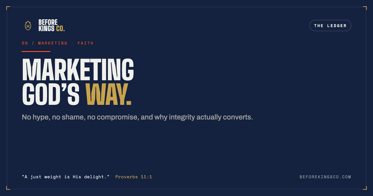 Before Kings Co: marketing God's way, without hype, shame, or compromise