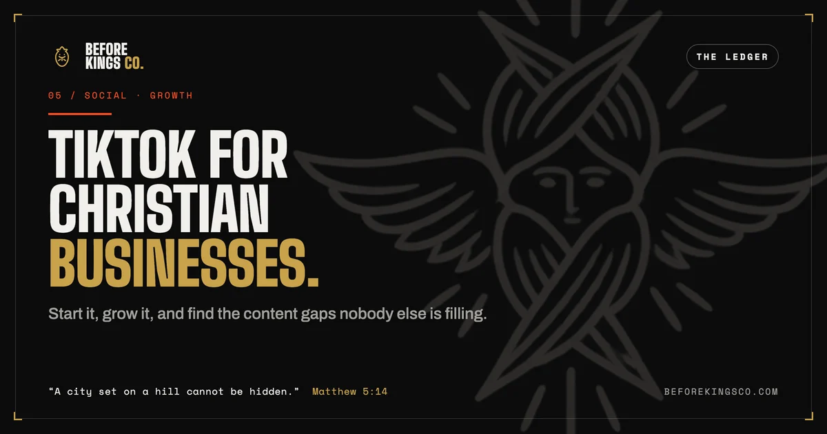 Before Kings Co blog cover: TikTok for Christian businesses, start it, grow it, find the content gaps nobody is filling