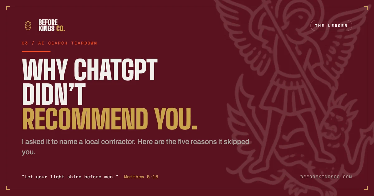 Before Kings Co blog cover: why ChatGPT did not recommend your business